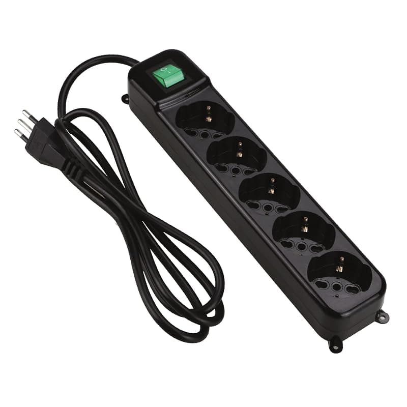 Tecnoware Multipresa 5 Posti Schuko/ita 10a Nero Spina Ita Fmp5iig