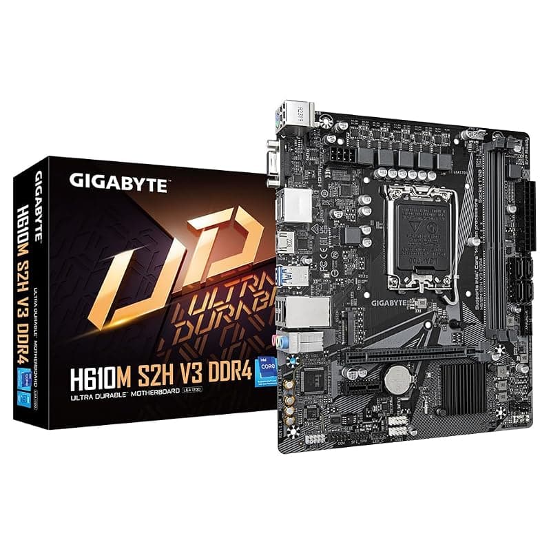 GIGABYTE H610M S2H V3 DDR4 Scheda madre - Supporta processori Intel Core 14th CPUs, 4+1+1 Hybrid Digital VRM, up to 3200MHz DDR4, 1xPCIe 3.0 M.2, GbE LAN, USB 3.2 Gen 1