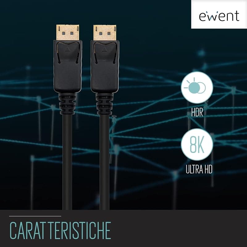 Ewent Cavo Displayport DP - DP 8K 1,0 mt V 1.4 EC1405 — miniatura 3
