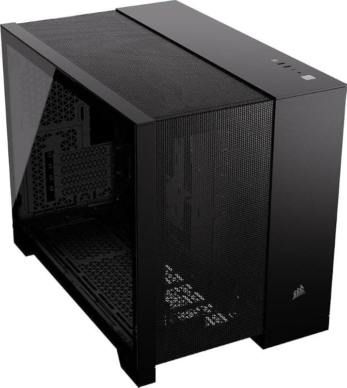 CORSAIR 2500D AIRFLOW mATX PC Case - Nessuna Ventola Inclusa - Design a Doppia Camera - Ampia Flessibilità di Raffreddamento - Compatibile con Schede Madri a Connessione Inversa