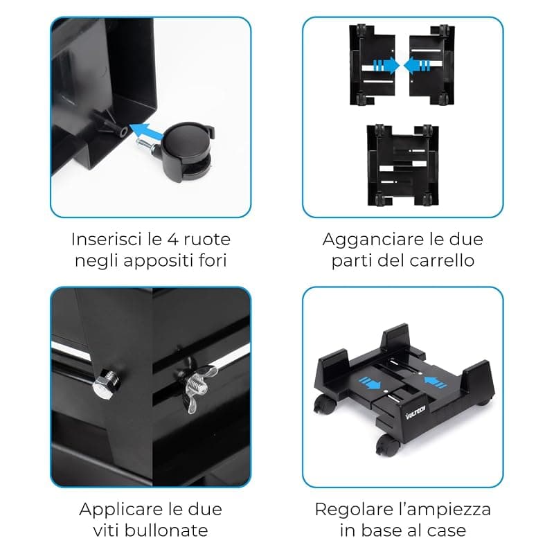Vultech Carrello Porta PC in ABS con Rotelle da Trasporto CP-02 — miniatura 4