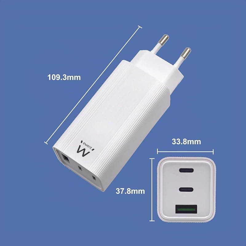 Ewent EW1323 Caricatore USB C 65W GaN, 3-Porte USB C, Caricatore Rapido PD 3.0,Ricarica Rapida per MacBook Pro/Air, iPad Pro/Air/Mini, iPhone 13 Galaxy S22,Switch,Tablet, Laptop — miniatura 2