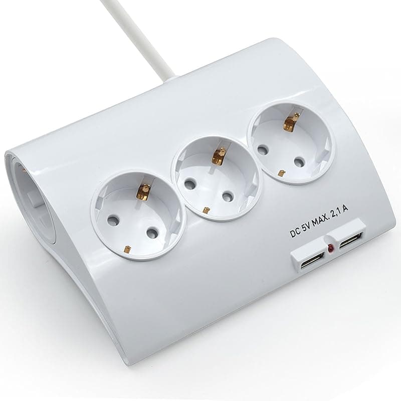 Ewent Multipresa da Scrivania 5PRESE Schuko + 2 Porte USB EW3935 — miniatura 4