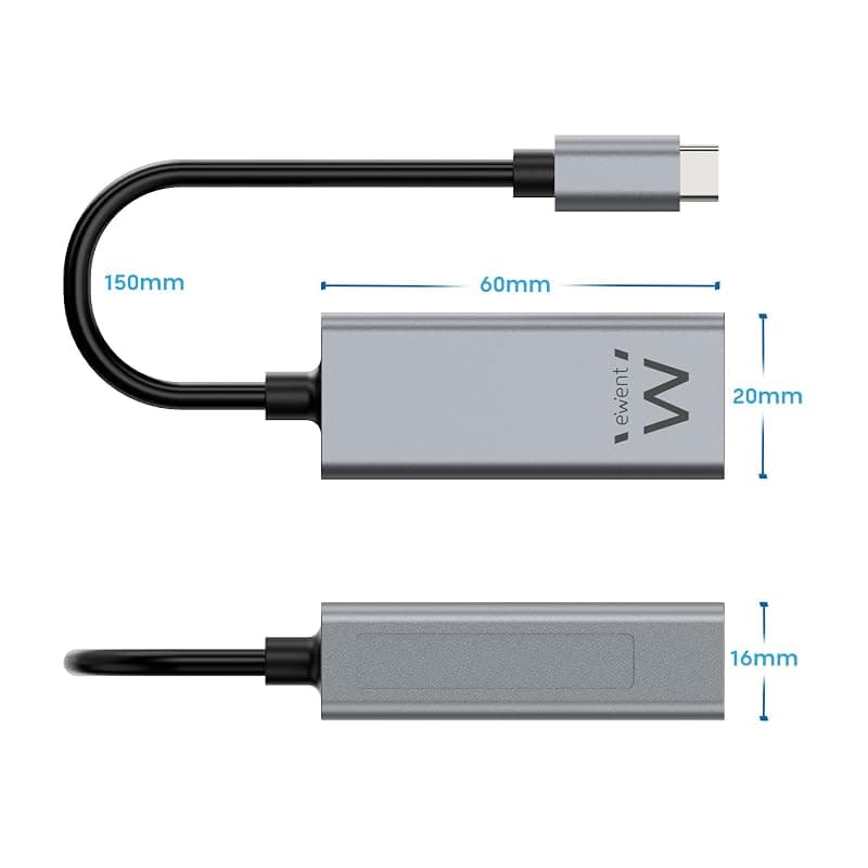 Ewent Adattatore da USB-C 3.2 a RJ45 per Rete 10/100/1000 EW9818 — miniatura 7