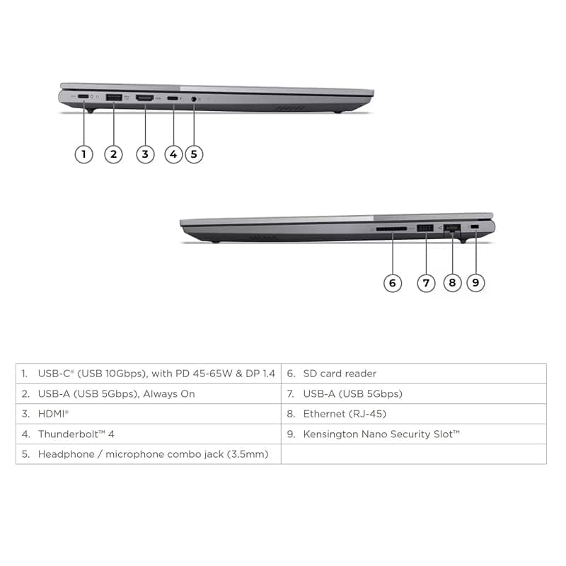 Lenovo ThinkBook 16 G8 IAL 21SK, Intel Core Ultra 5 225U, Computer portatile 16’’ WUXGA IPS, 16GB DDR5 RAM, 512GB SSD NVMe, Wi-Fi 6E BT5.3 [802.11ax], Windows 11 Pro EDU Italiano — miniatura 9