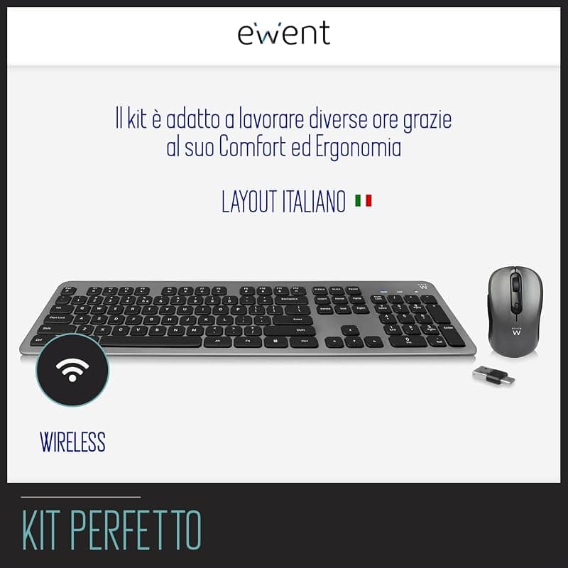 Ewent Kit Tastiera + Mouse Wireless Ricevitore USB a + C EW3263 — miniatura 2