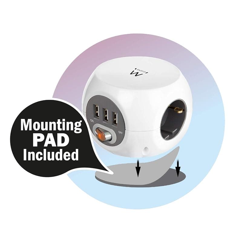 Ewent EW3939 - Power Block (Cube) con 3 prese e 3 porte USB, cavo da 1,5 m, colore: Bianco/Bianco — miniatura 8
