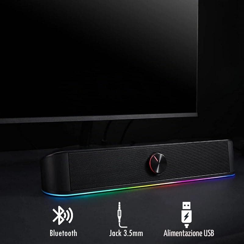 Ewent EW3525 Speaker Soundbar cablati e Bluetooth Illuminata RGB, Casse per PC 12W, Speakers Bluetooth, Altoparlanti Stereo con Illuminazione RGB regolabile, Alimentazione USB — miniatura 8