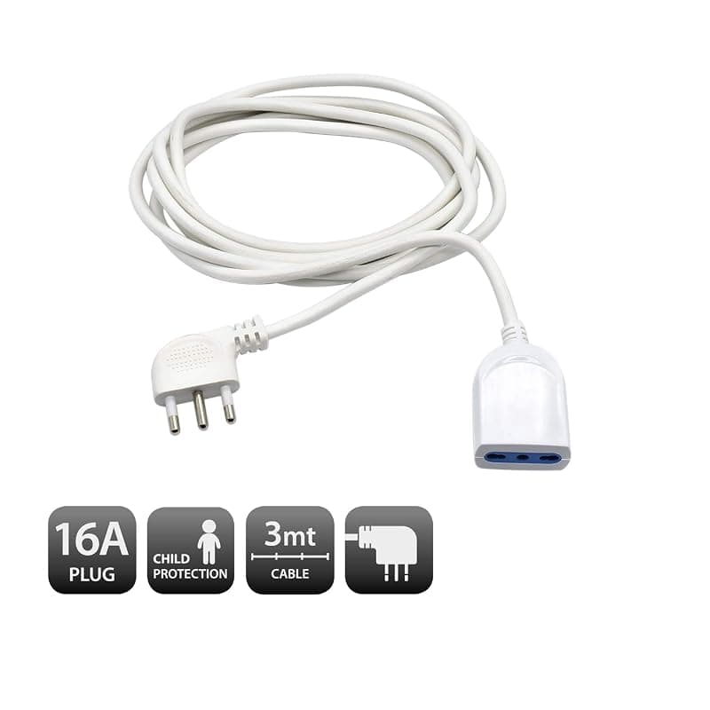 Ewent Prolunga Elettrica 3 MT Presa Italiana 16A Bianca EW3810 — miniatura 2