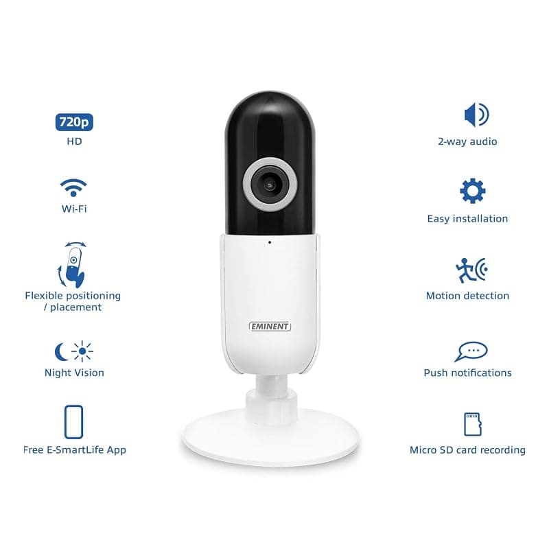Eminent EM6400 Telecamera di Sorveglianza WiFI, E-Smartlife 720P, per Casa, Bambini, Anziani e Animali, Rilevamento movimento, Audio bidirezionale, Compatibile con Alexa — miniatura 2