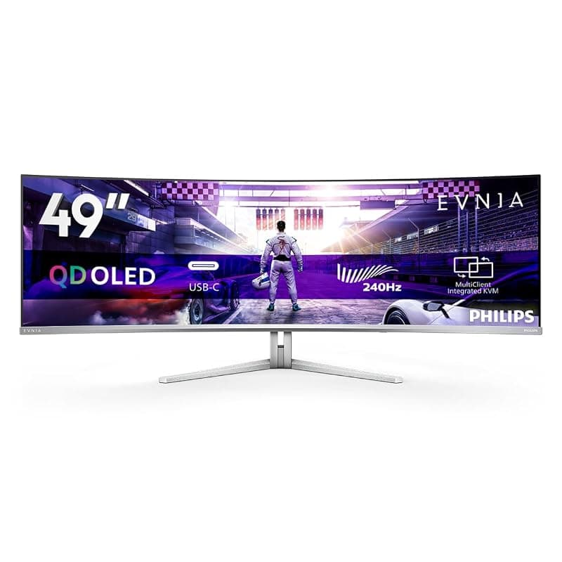 Philips Monitor 49M2C8900 48.9" Curvo 5120x1440, DQHD, 240Hz, QD-OLED Panel, 0.03ms GtG, USB-C Speakers (HDMI2x 2.1 DP 1x 1.4) Adaptive Sync, HDR400 TrueBlack, FreeSync Prem. Pro — miniatura 2