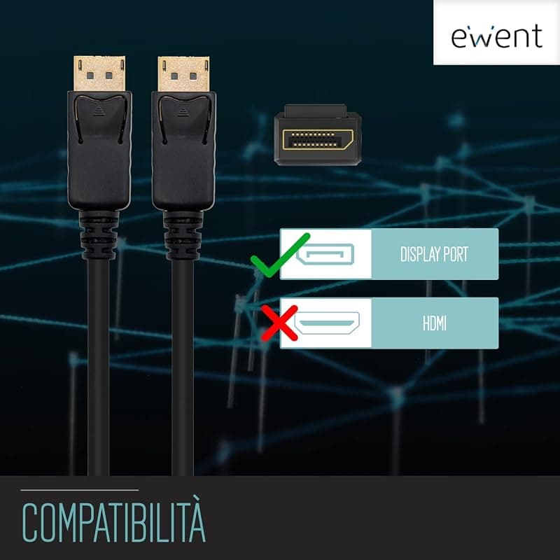 Ewent Cavo Displayport DP - DP 8K 1,0 mt V 1.4 EC1405 — miniatura 4