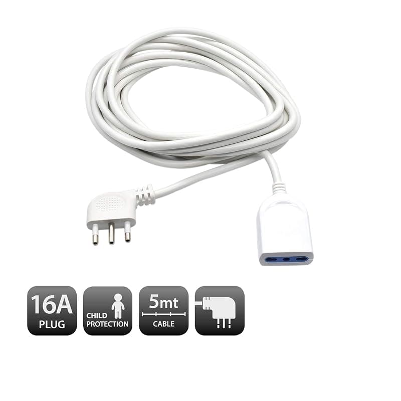 Ewent Prolunga Elettrica 5 MT Presa Italiana 16A Bianca EW3812 — miniatura 2