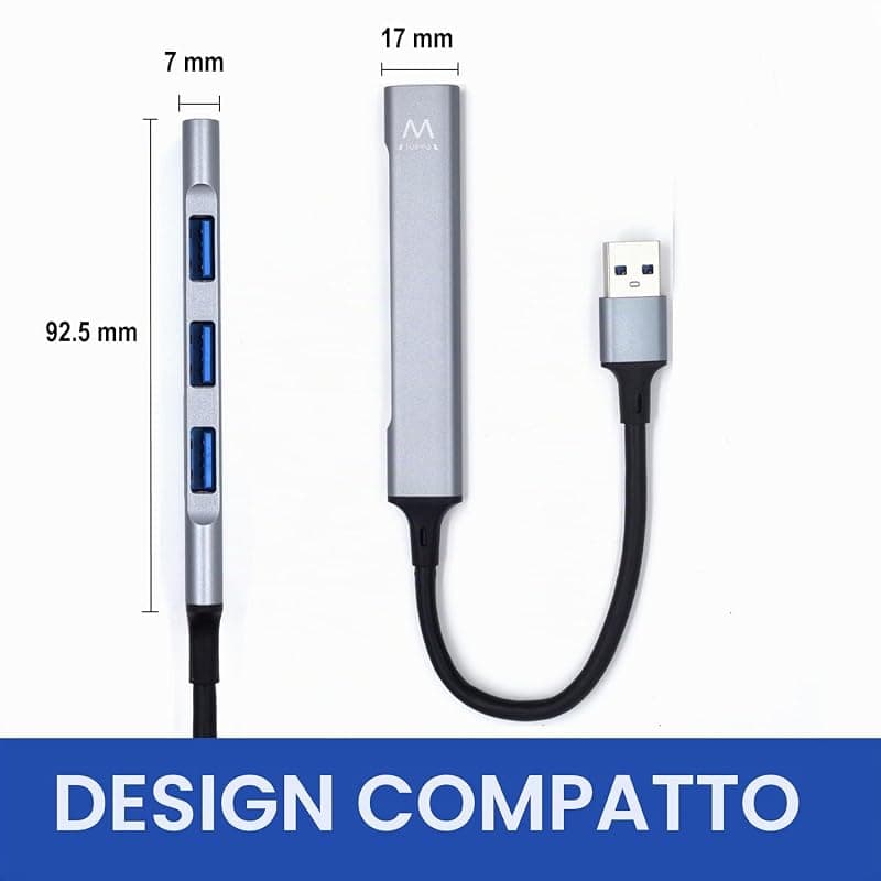 Ewent EW1144 Hub USB A, Hub 4 porte Ultra Slim Data, Hub con 3 porte USB A 2.0, 1 porta USB A 3.2, Hub Slim tipo A per Macbook Pro/Air, Laptop, PS5/PS4 e sistemi Mac OS, Windows — miniatura 2