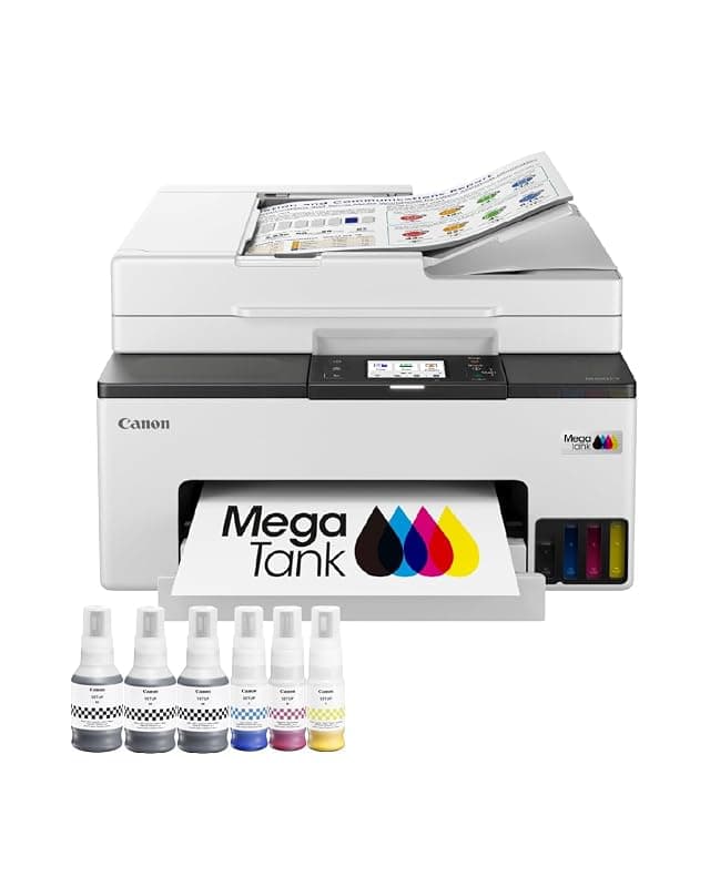 Canon Stampante WiFi per Casa e Ufficio MAXIFY GX2051 - Stampante Multifunzione MegaTank con Scanner, Fax e Fotocopiatrice per Casa | Include 6 flaconi di inchiostro