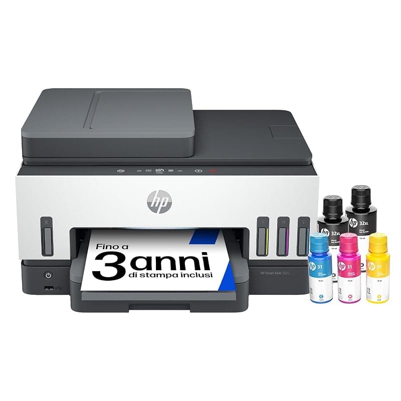 HP Smart Tank 7605 28C02A, Stampante Multifunzione a Colori, Serbatoio d'Inchiostro ad Alto Volume di Stampa, Fino a 12000 Pagine (Nero) e 8000 Pagine (Colore), F/R Automatica