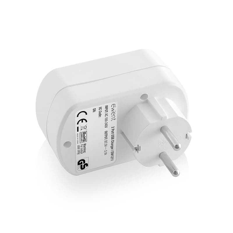 Ewent Adattatore Compatto con Presa Schuko + 2 USB EW1211 — miniatura 2