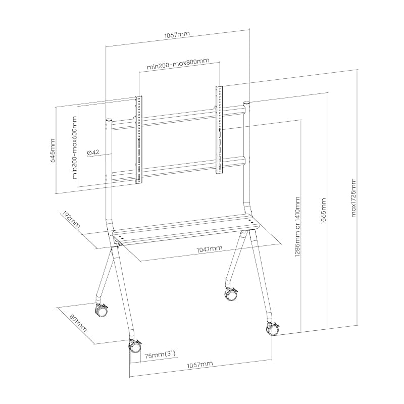 Ewent Supporto a Pavimento per TV/Monitor Interattivi AD Alto Carico EW1542 — miniatura 9