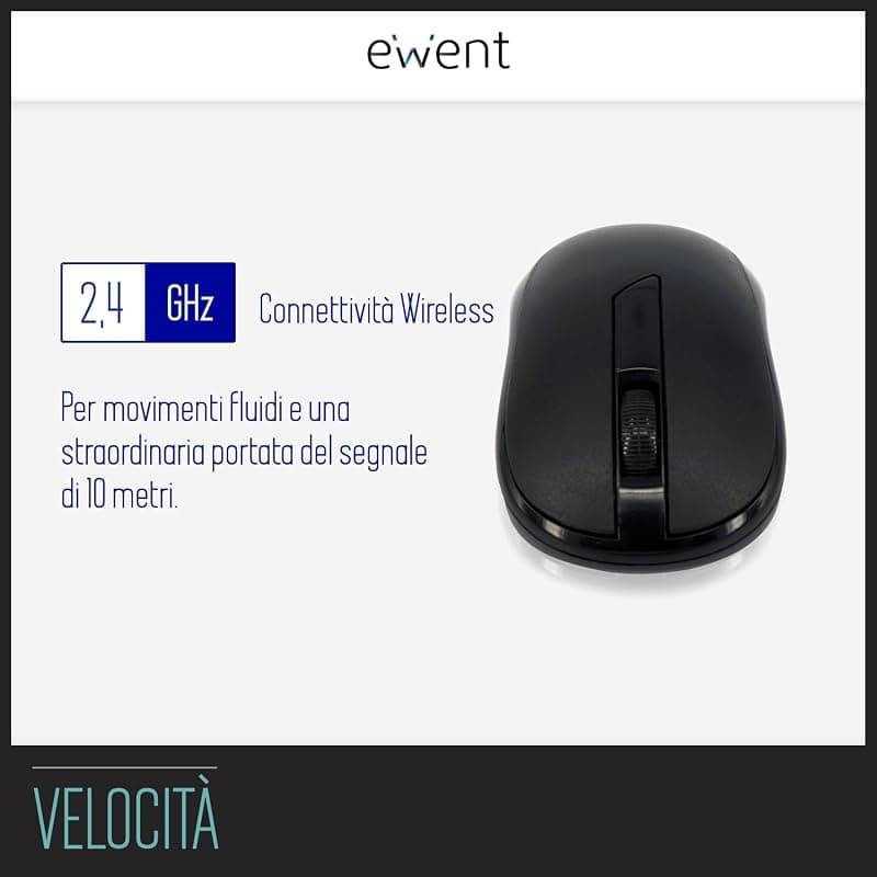 Ewent Mouse Ottico Wireless 1000DPI Nero EW3223 — miniatura 3