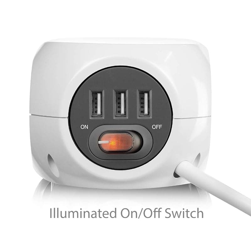 Ewent EW3939 - Power Block (Cube) con 3 prese e 3 porte USB, cavo da 1,5 m, colore: Bianco/Bianco — miniatura 6
