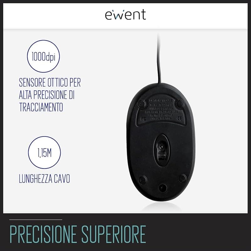 Ewent Mini Mouse Ottico USB 1000DPI EW3174 — miniatura 2