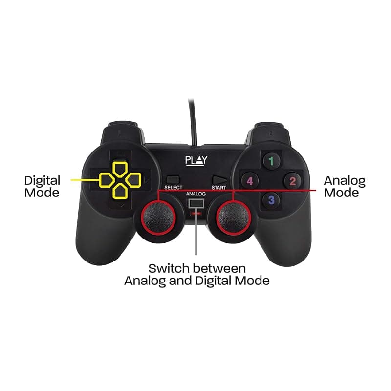 Ewent PL3330 Gamepad Joypad Fame Controller con Cavo USB per PC/Notebook Windows 7/8/8.1/10, Nero — miniatura 4