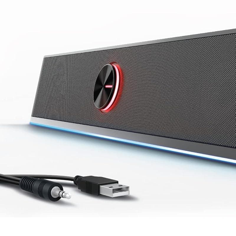 Ewent EW3525 Speaker Soundbar cablati e Bluetooth Illuminata RGB, Casse per PC 12W, Speakers Bluetooth, Altoparlanti Stereo con Illuminazione RGB regolabile, Alimentazione USB — miniatura 2