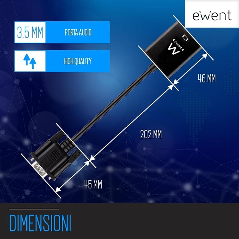 Ewent EW9866 Adattatore Convertitore VGA a HDMI Full HD con Audio,Supporta Audio e Video, connettore USB per l'alimentazione, per collegare il PC/Notebook alla TV, Proiettore HD — miniatura 4