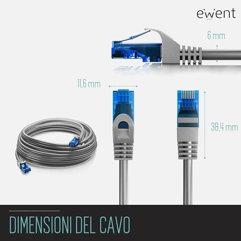 Ewent EW-5U-010 Cavo di Rete, Patch Cat 5e U/UTP, AWG 26/7, 2 Connettori RJ45, 1m, Grigio — miniatura 3