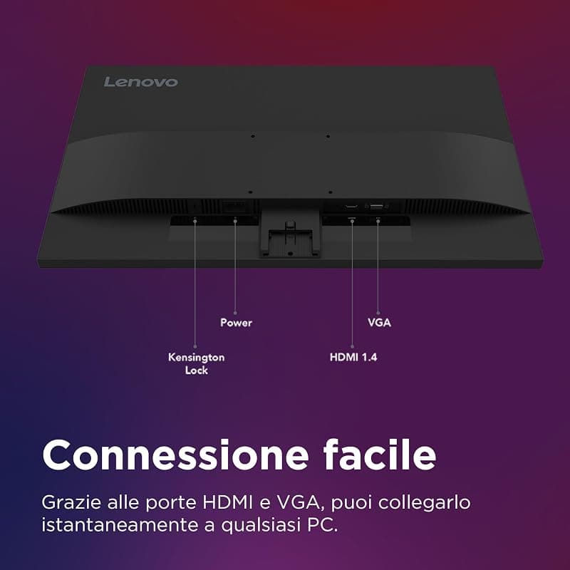 Lenovo ThinkVision S27-4e, monitor professionale 27" Full HD, pannello IPS ad alta fedeltà cromatica, frequenza 100Hz e protezione visiva avanzata – Nero — miniatura 2