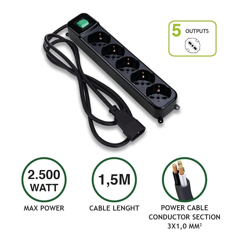 Tecnoware Multipresa Per Ups Iec 5posti Schuko/ita 10a Nero Fmp5iecig — miniatura 2