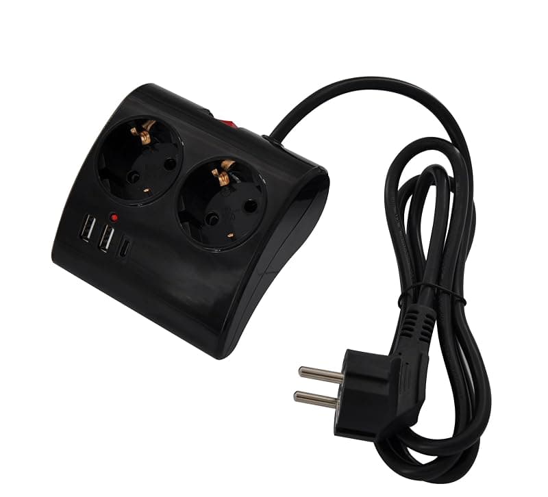 Ewent Multipresa da Scrivania 2 Prese Schuko + 2 USB + 1 USB-C EW3871