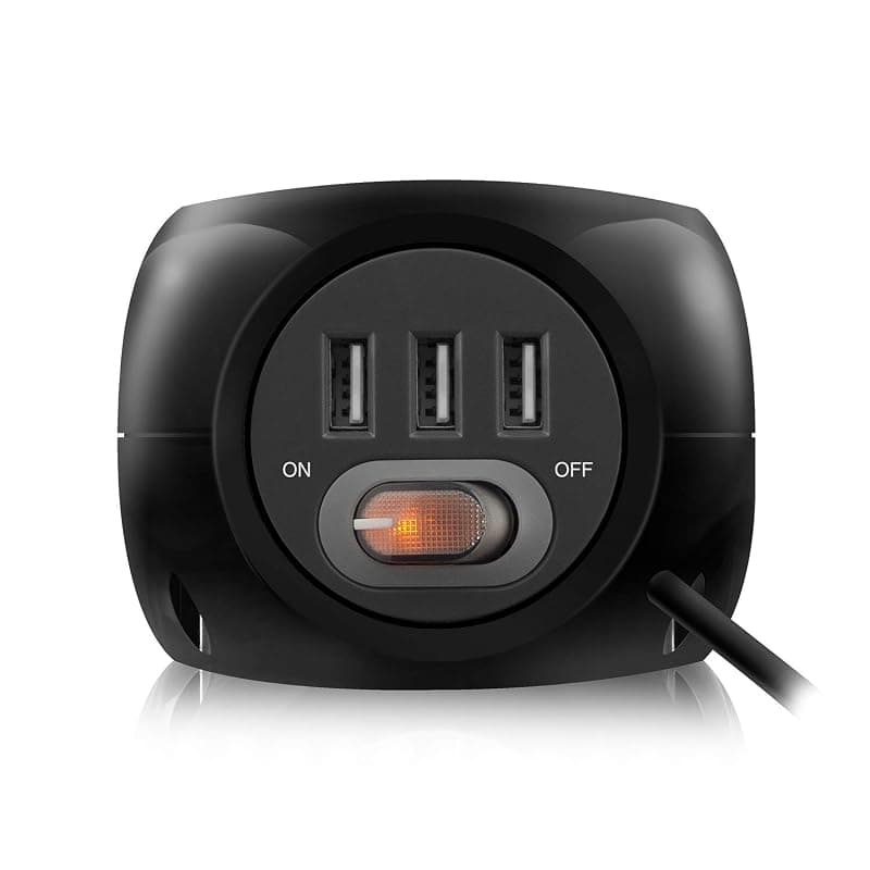 Ewent EW3938 Multipresa Ciabatta elettrica da tavolo 3 prese schuko + 3 prese USB 2.4A, cavo 1.5m spina schuko, nera