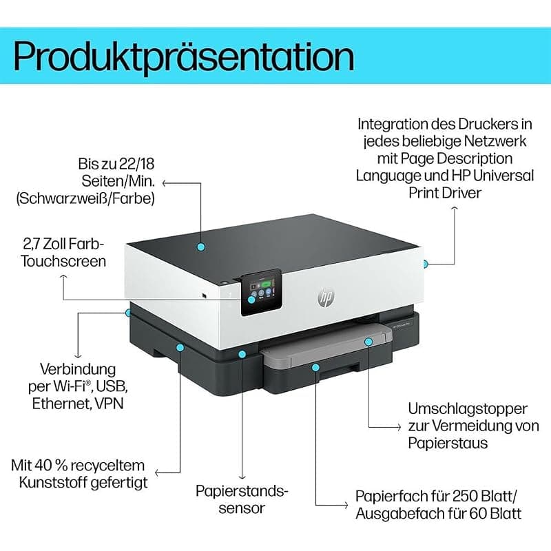 HP Stampante INK-JET Officejet Pro 9110b Duplex WIFI 5A0S3B — miniatura 2
