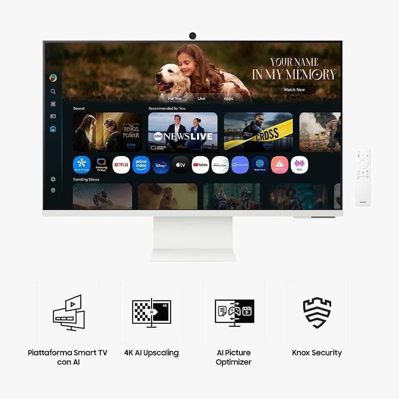 Samsung Monitor LED 32" Flat Smart M8 UHD 4MS HDMI/DVI LS32FM801UUXEN — miniatura 4