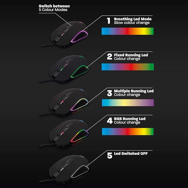 Ewent Mouse Gaming USB con LED 4800 DPI PL3301 — miniatura 6