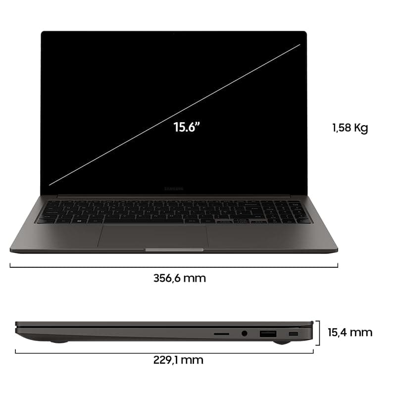 Samsung Galaxy Book3 Laptop, 15.6" FHD, Intel Core i7-1355U 13th gen, 16GB RAM, 512GB SSD, Windows 11 Home, Grafite (Graphite) — miniatura 3