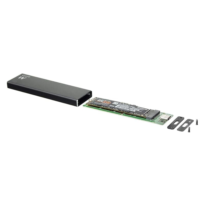 Ewent EW7024, M.2 NVME PCIe SSD Box, USB 3.1, Gen 2 Custodia Disco Rigido, PCIe SSD Enclosure per M.2 NVME M-Key & M+B Key SSD 2230/2242/2260/2280, Alluminio, Nero — miniatura 4