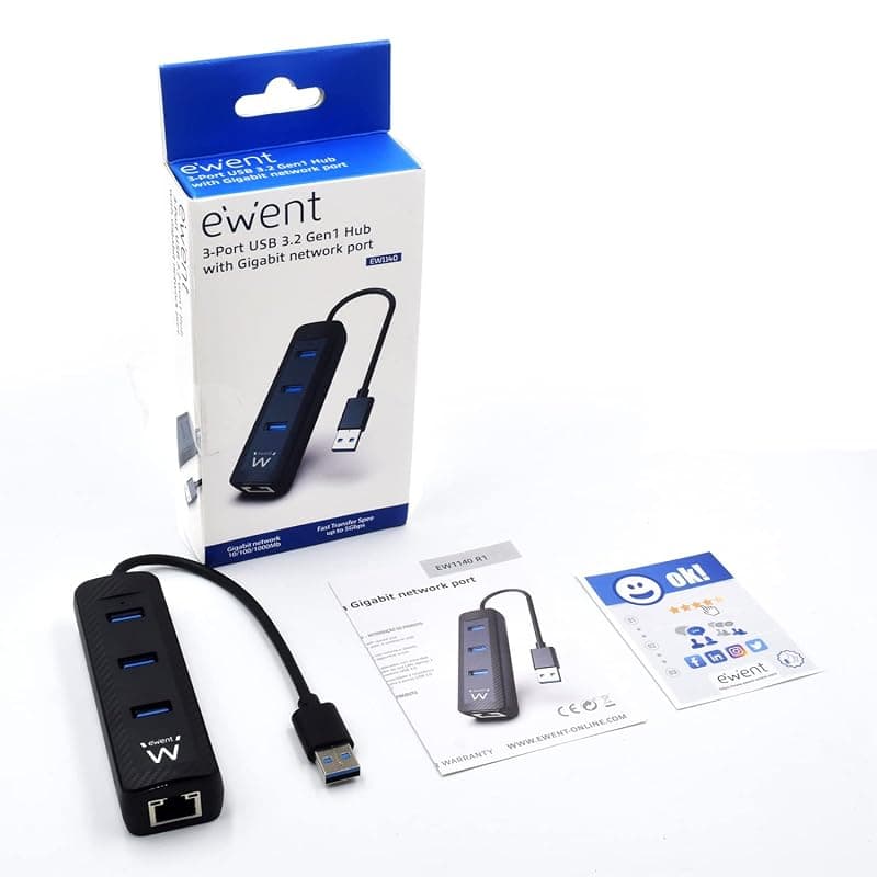Ewent Hub USB 3.0 + 1P RJ45 Gigabit EW1140 — miniatura 8