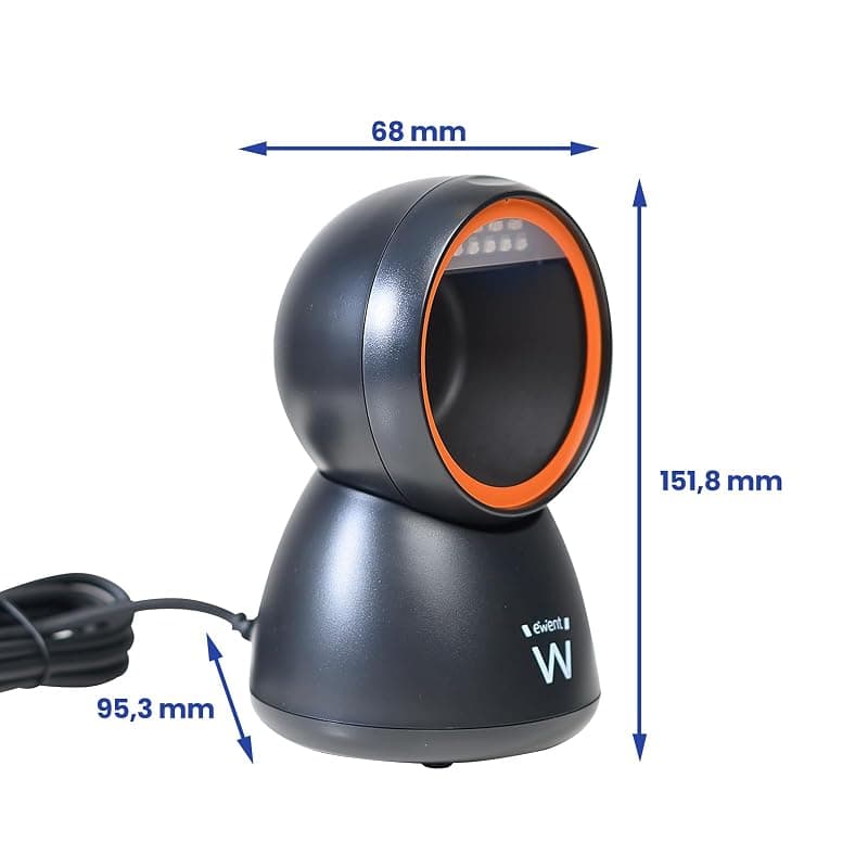 EWENT EW3450 Lettore di codici a barre omnidirezionali 1D 2D QR con cavo USB, a mani libere, scansione automatica con rilevamento delle immagini, supermercati, farmacie — miniatura 2