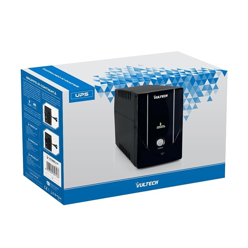 VulTech UPS1200VA-LITE Gruppo di continuità UPS Serie Lite 1200VA 600Watt, 2x Bipasso 10-16A/Schuko + 1x IEC13, Funzione Overload, Protezione da Blackout, sbalzi di tensione per — miniatura 3