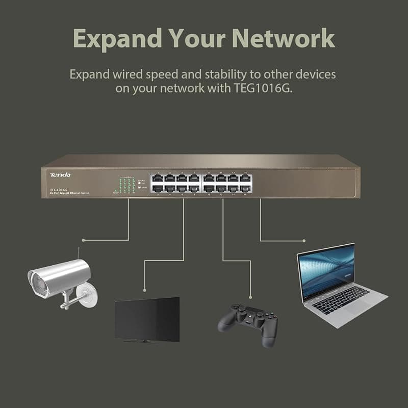 Tenda TEG1016G Switch No Administrado Gigabit Ethernet (10/100/1000) Azul 1U — miniatura 7