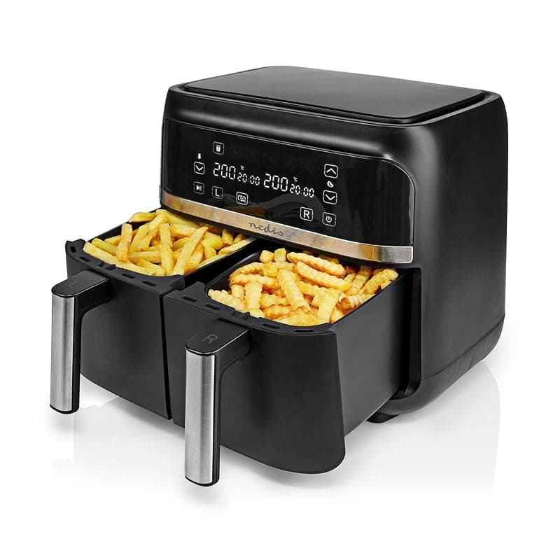 NEDIS KAAFD350EBK - Friggitrice ad aria calda, 2 x 3,8 l, timer: 60 min, digitale, nero — miniatura 3