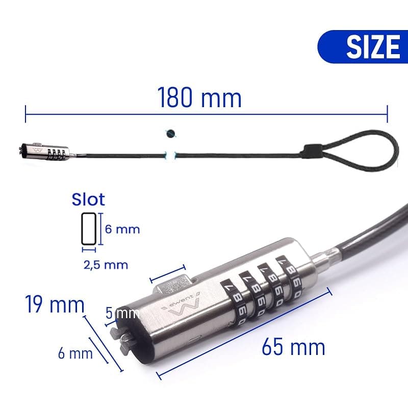 Ewent Cavo di Sicurezza con Lucchetto a Combinazione Notebook con Slot Nano EW1238 — miniatura 2