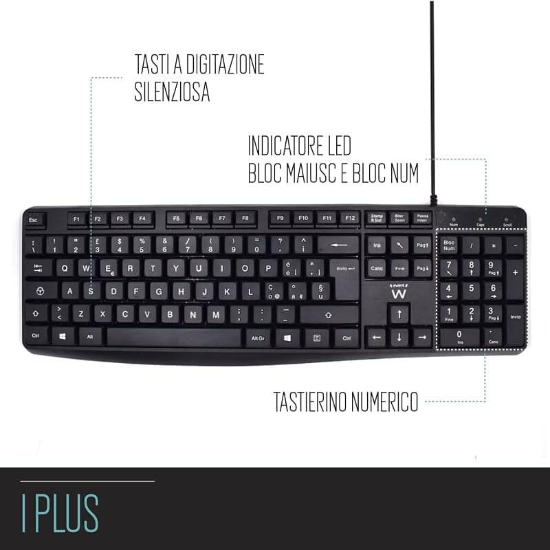 Ewent Tastiera Business USB Digitazione Silenziosa EW3000 — miniatura 4
