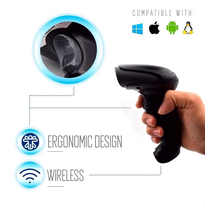 Ewent EW3431 Lettore Barcode 1D e 2D Wireless,Lettore di Codici a Barre Senza Fili USB Cablato,Wireless Barcode Scanner Codici a Barre Digitali/Stampati,Funziona con — miniatura 5