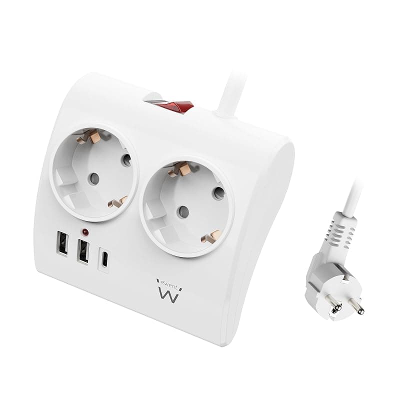Ewent Multipresa da Scrivania 2 Prese Schuko + 2 USB + 1 USB-C EW3870