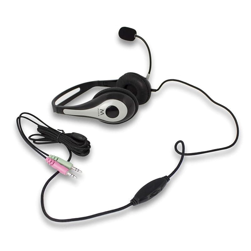 Ewent Ew3562 Cuffia Professionale con Microfono per PC con Controllo Volume, Notebook, Laptop, Doppio Jack 3.5 mm (1Xaudio 1Xmic), Auricolari Imbottiti, Cavo 2 m, black — miniatura 3