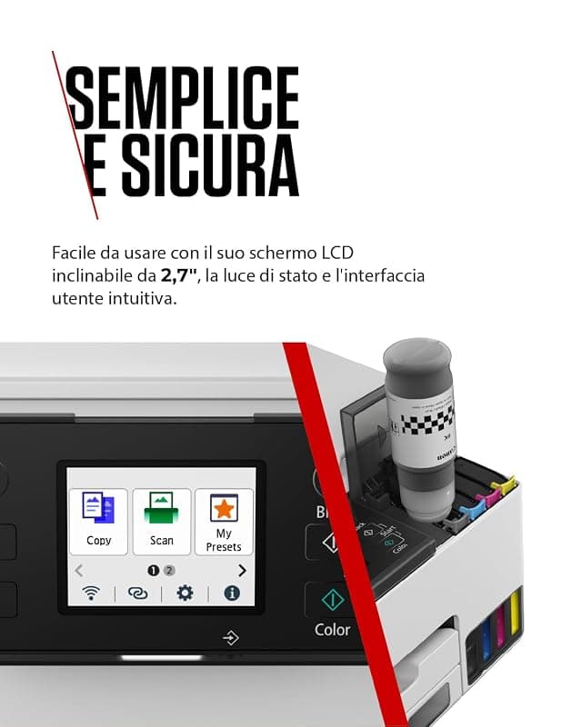 Canon Stampante WiFi per Casa e Ufficio MAXIFY GX2051 - Stampante Multifunzione MegaTank con Scanner, Fax e Fotocopiatrice per Casa | Include 6 flaconi di inchiostro — miniatura 5