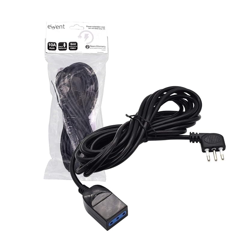 Ewent Prolunga Elettrica 5 MT Presa Italiana 10A Nera EW3803 — miniatura 3